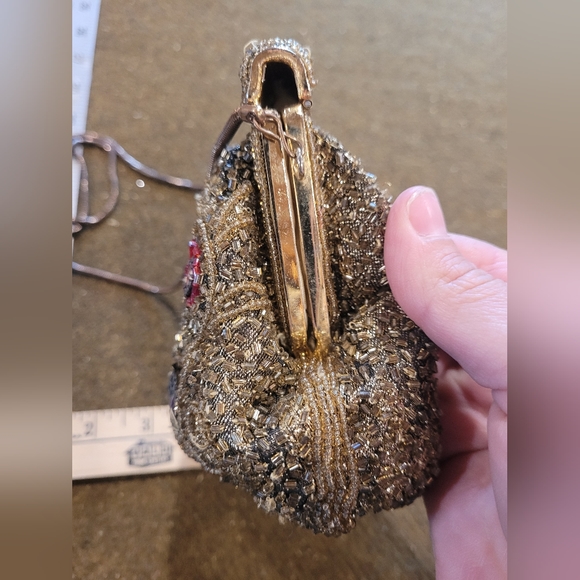 Vintage beaded purse, chain handle - Picture 5 of 11